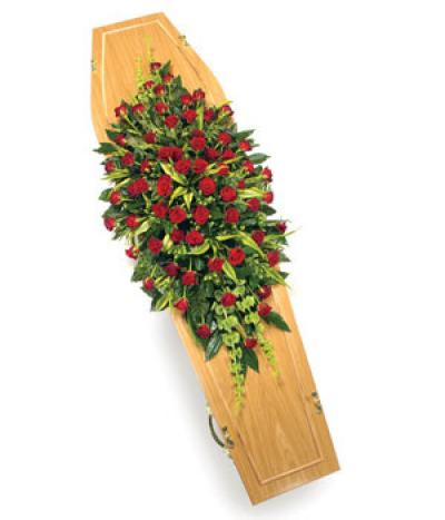 Ruby Roses - Luxury red roses, lifted with touches of lime green and luscious foliages.