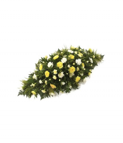 Simply Carnations - A traditional tribute consisting of mixed carnations and spray-carnations in yellows and creams with foliage to compliment.
Carnations come in many colours and we are always happy to work to an alternative colour scheme based on your preferences- feel free to call us to chat through your ideas.