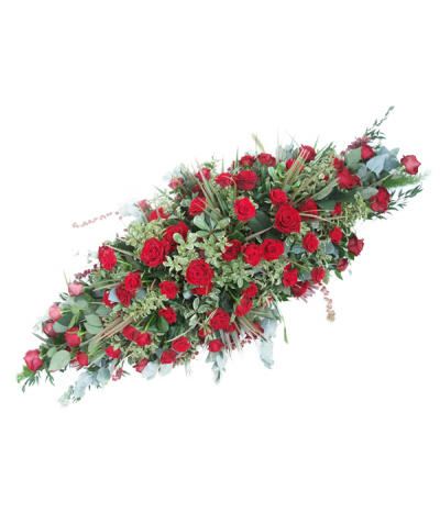 My Love - Luxury red roses among pittosporum, eucalyptus and grasses for a stunning tribute to a loved one.