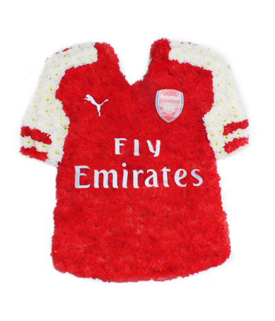 Arsenal Football Shirt - Liverpool Football Club shirt design, carefully created using freshly dyed chrysanthemums and badge/lettering decals.

Design can be altered to suit your preferences and alternativ