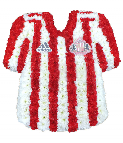 Sunderland Football Shirt - Sunderland Football Club shirt design, carefully created using freshly dyed chrysanthemums and badge/lettering decals.

Design can be altered to suit your preferences and alternati