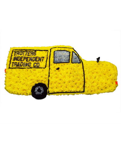 Del Boy Van Tribute - The perfect tribute to any Only Fools and Horses fan, this 2D design depicting Del Boy's iconic three-wheeled van is created using massed yellow chrysanthemums