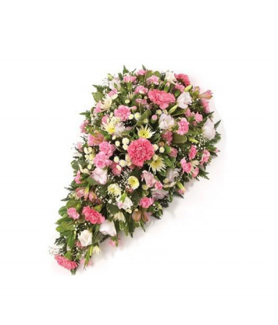 Carnation Classic - A traditional and neat single-ended spray consisting of pink and cream carnations as the main focus, alongside chrysanthemums, gypsophila, lisianthus and more.