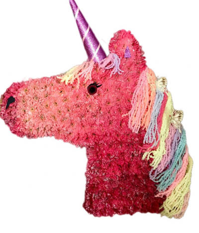 Unicorn Tribute - A beautiful sparkly 2D unicorn design, expertly created using carefully painted two-tone pink chrysanthemums