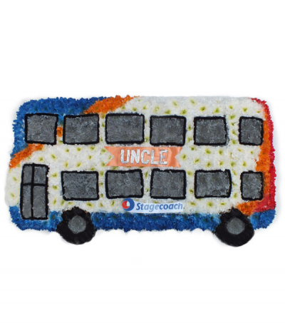 Bus Tribute - A striking Stagecoach 2D bus design, ,massed using chrysanthemums and carefully painted in the company colours.