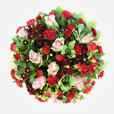 Posy SYM-346 - Red & Pink Classic Posy. A perfect arrangement to send for a funeral.