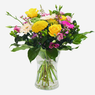 The Happy Vase - Send a giggle or two with our Happy Vase floral arrangement, made up of bright blooms and leaves. A perfect gift for every occasion, hand-crafted by professionals and delivered direct to their door.
